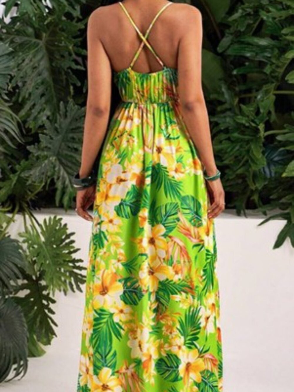Brand New Shein Floral Print A-Line Maxi, Criss-Cross Back Dress - Size Small 4 - Picture 2 of 2